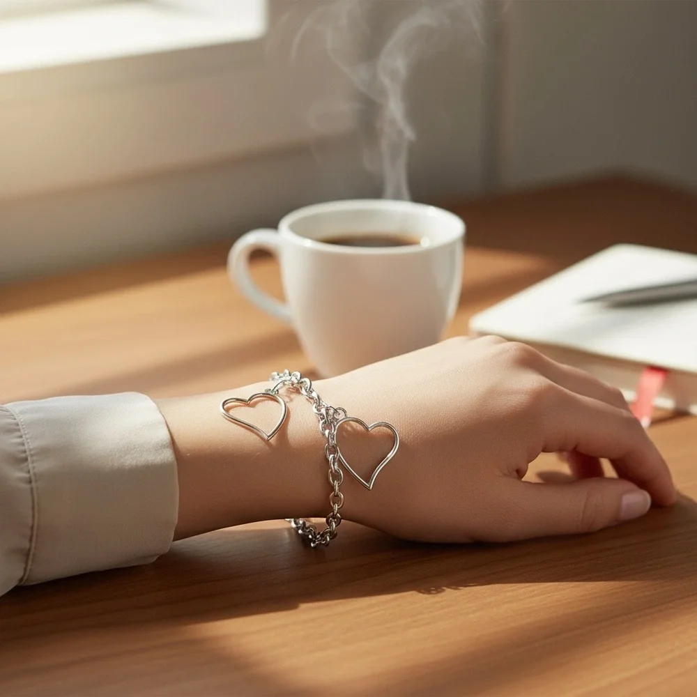 Silver Heart Charm Bracelet